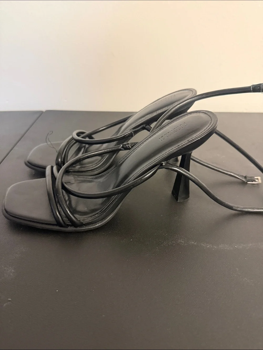 Forever 21 Black Strappy Square-Toe Heeled Sandals